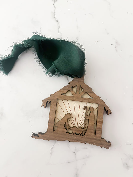 Wooden Nativity Ornament