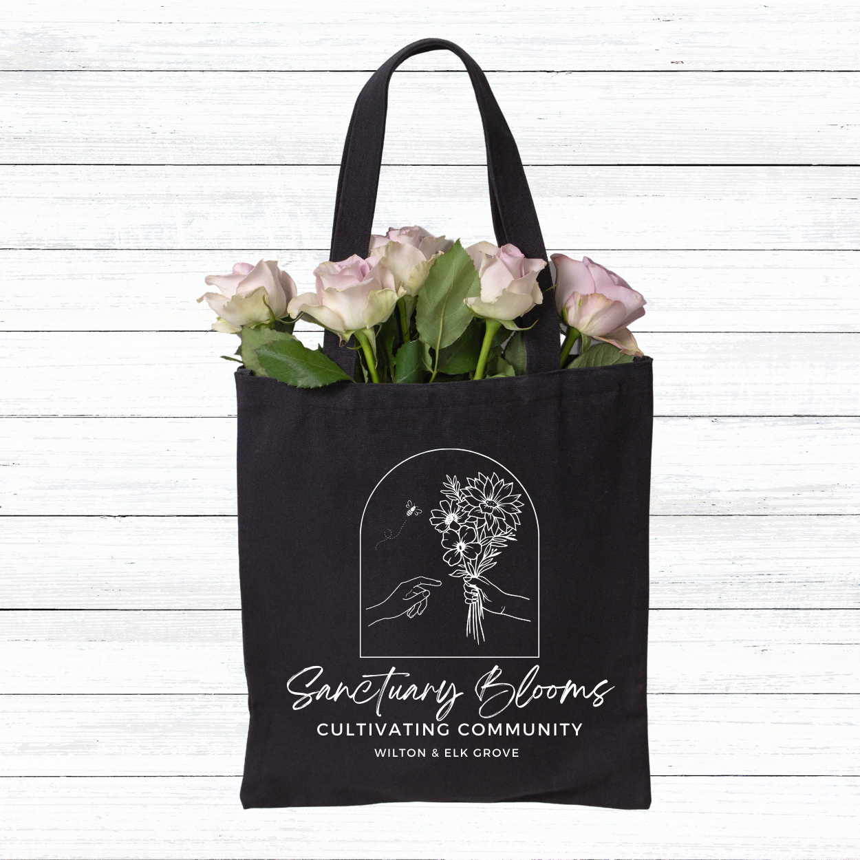 Sanctuary Blooms Canvas Tote Bag - Cultivating Community (2 Color Options)