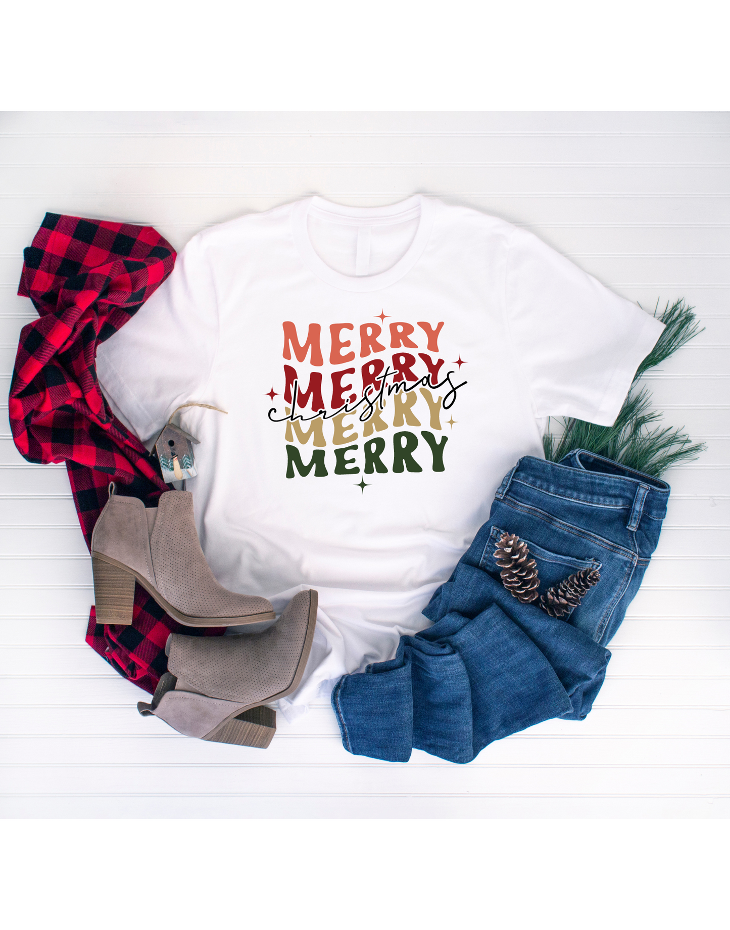 Merry Christmas Stacked - T-Shirt
